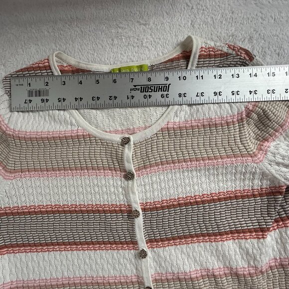 Sigrid Olsen Womens Button-Front Striped Cardigan Sweater Medium Lightweight - Picture 4 of 7